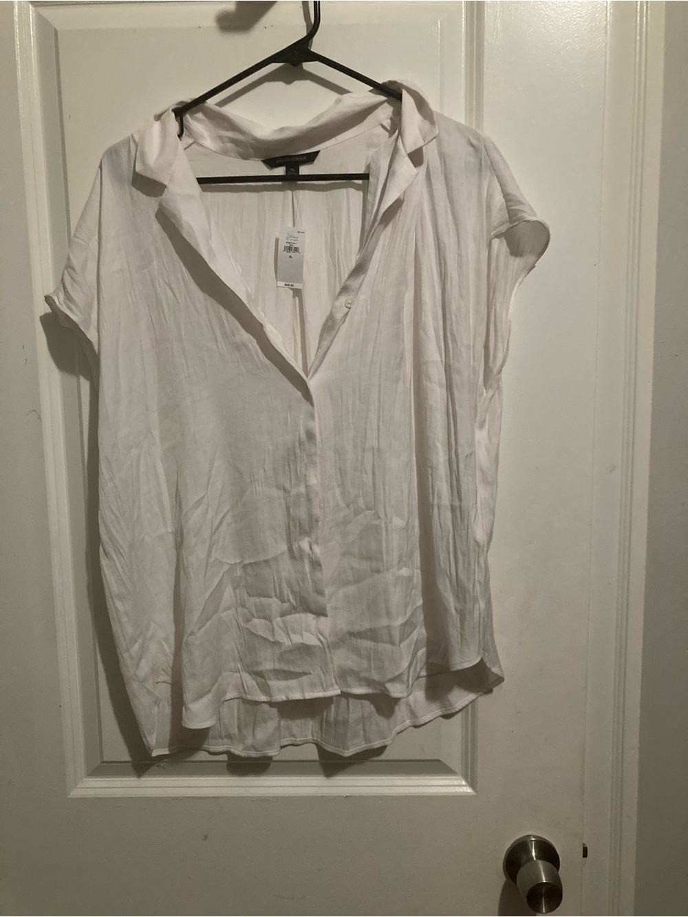Banana Republic White Short-Sleeve Button-Down Shirt